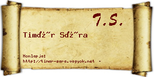 Timár Sára névjegykártya
